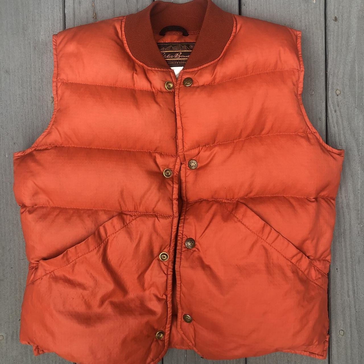Vintage Eddie Bauer Orange Goose Down Vest | Depop