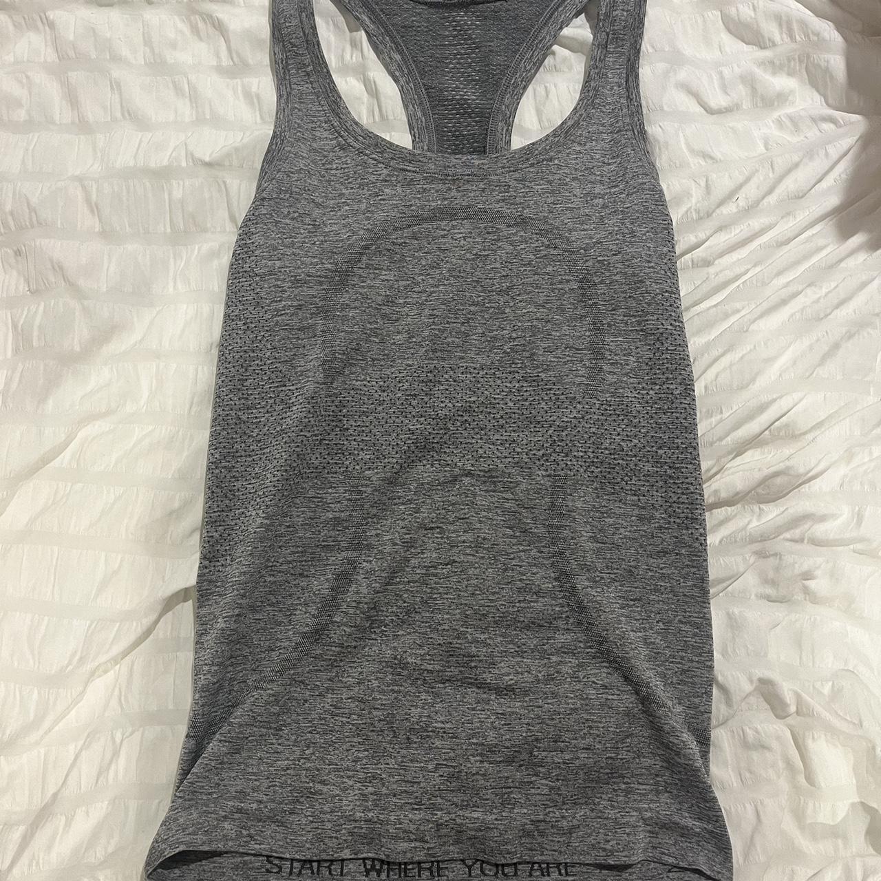 lululemon grey swiftly tech tanktop regular length... - Depop