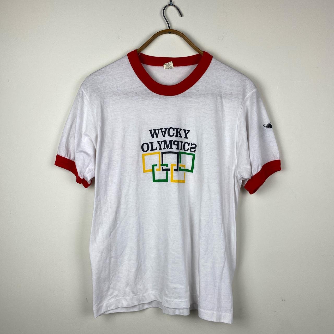 Vintage 80s Wacky Olympics ringer t shirt. Screen... - Depop