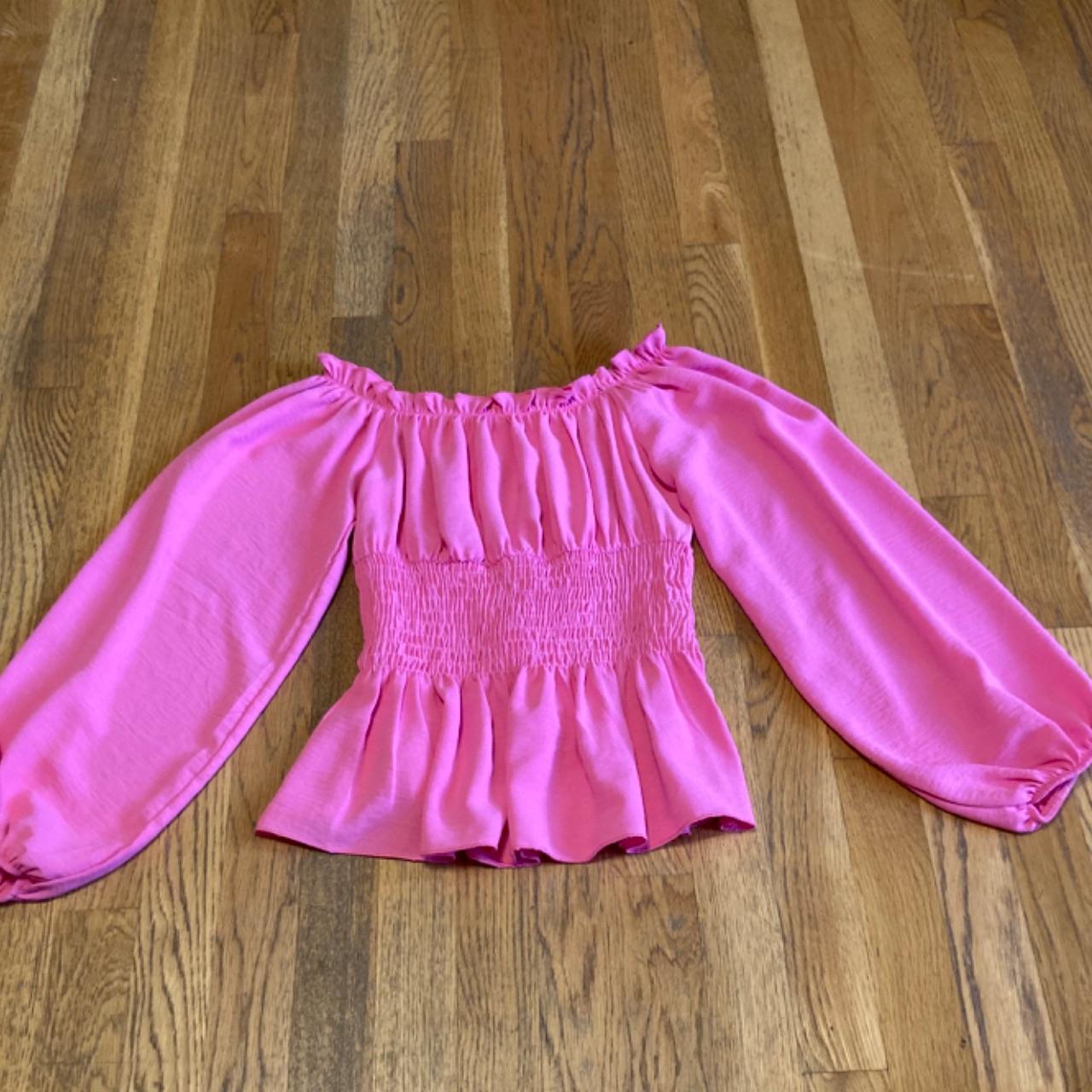 Pink flowy blouse deals