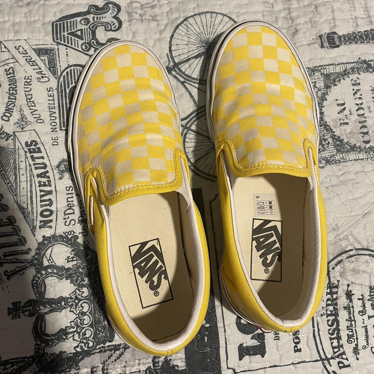 yellow checkered vans pre loved so a little worn. Depop