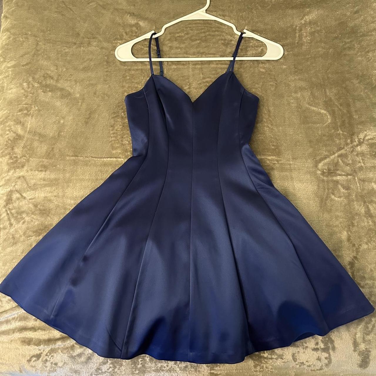 Bebe navy blue satin dress This is my FAVORITE. Depop