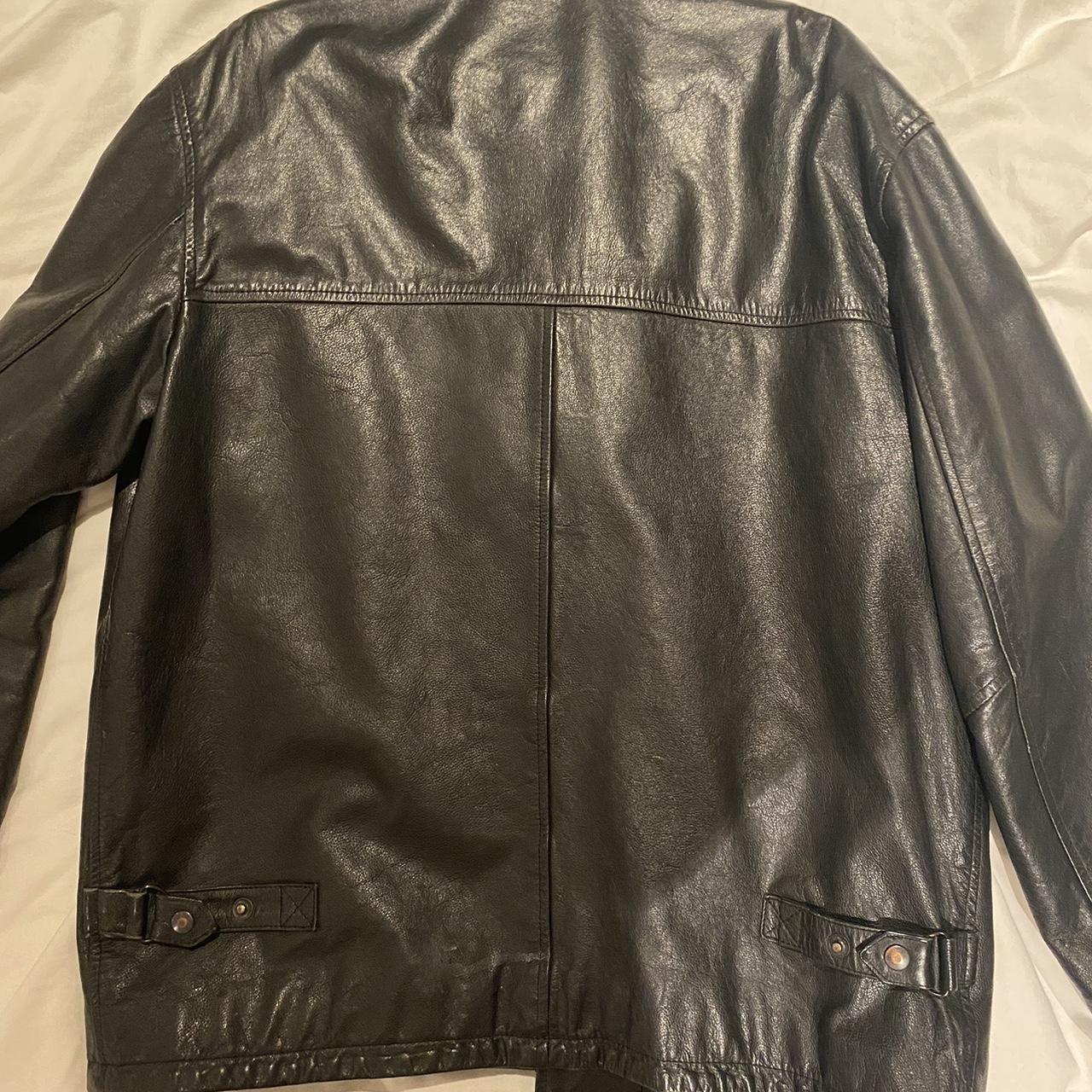 black leather jacket accepting offers!! - Depop