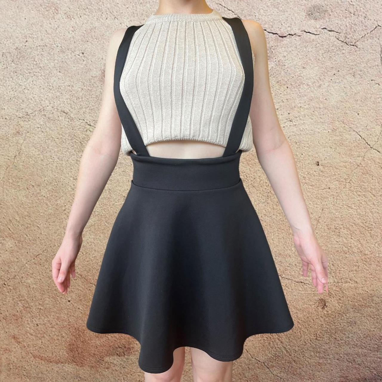 Black skater skirt with cheap suspenders