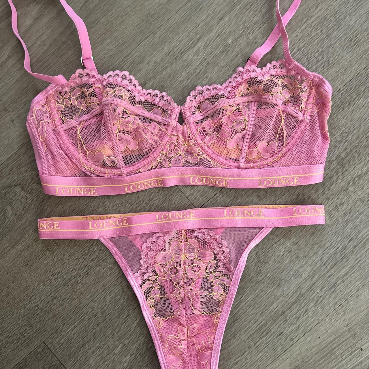 Lounge Underwear Pink and Yellow Balconette Bra and... - Depop