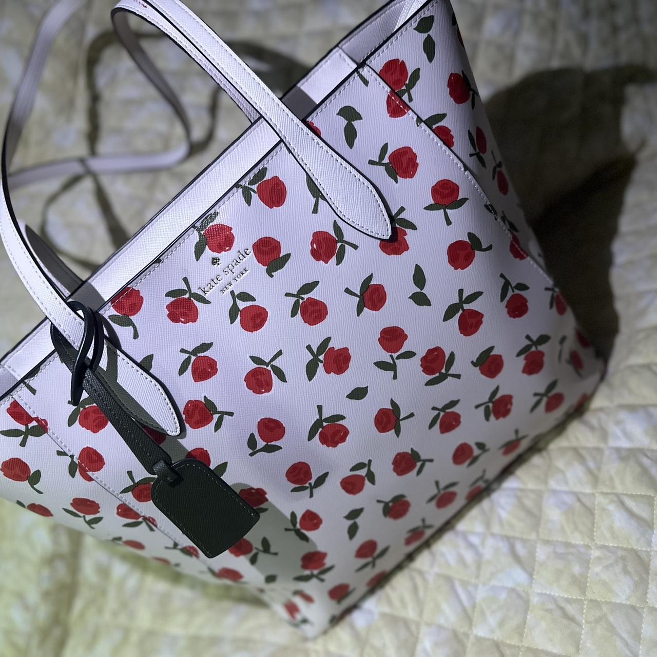Kate Spade New York cherry print tote bag in white | Depop