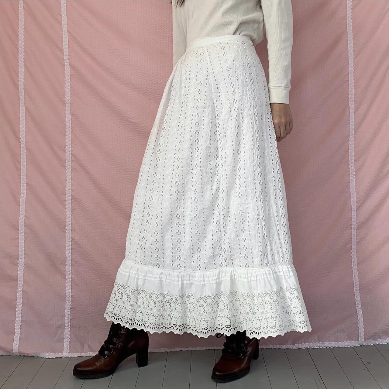 authentic antique edwardian white eyelet petticoat.... Depop