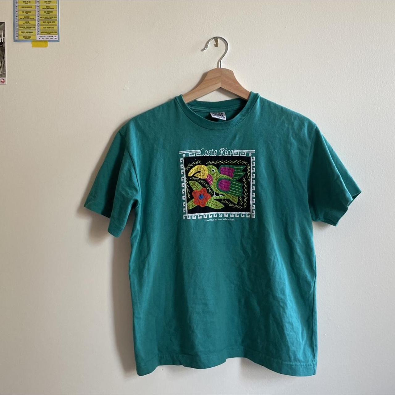 Women's Blue and Green T-shirt | Depop