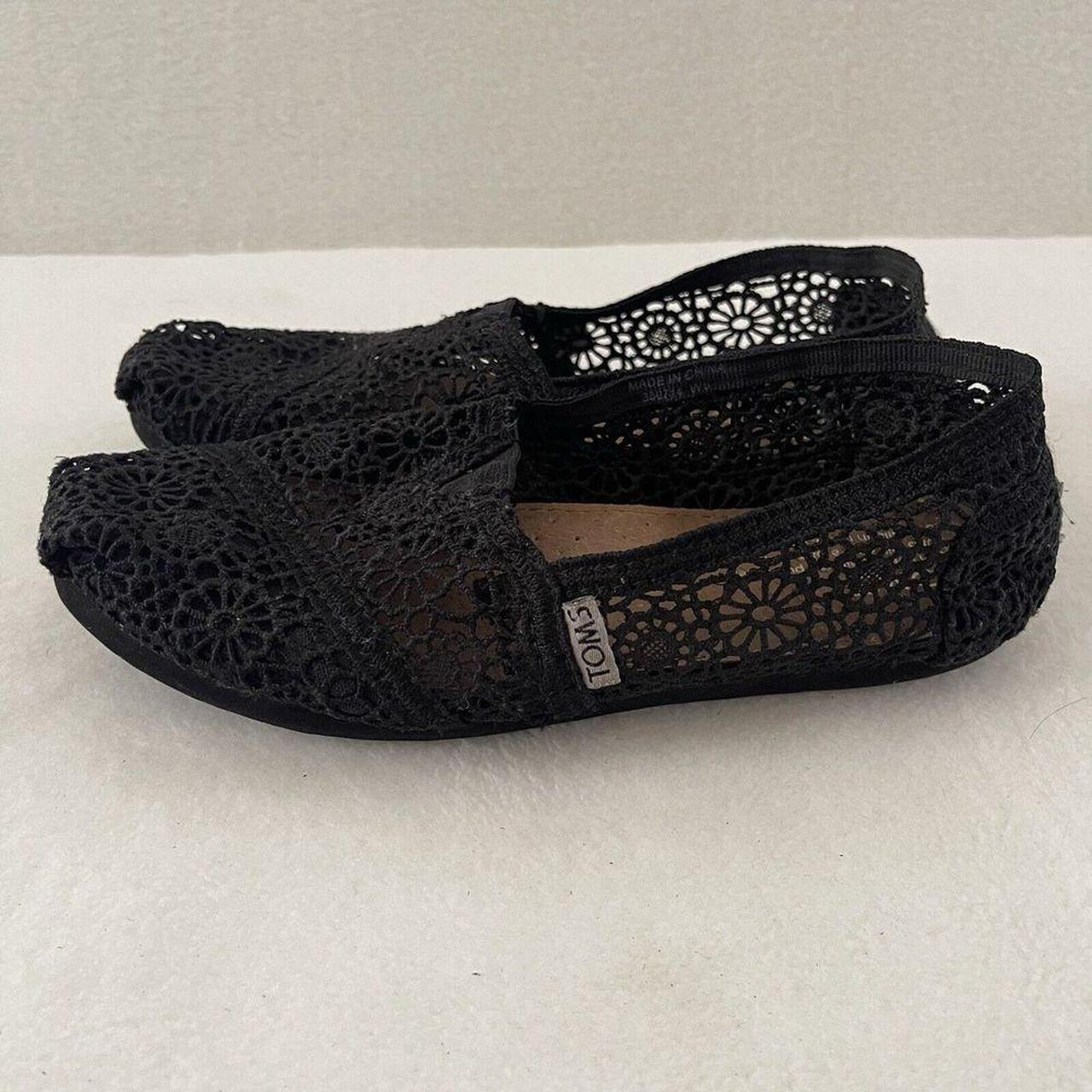 Toms Classic Black Crochet Lace Slip On Flats. Depop