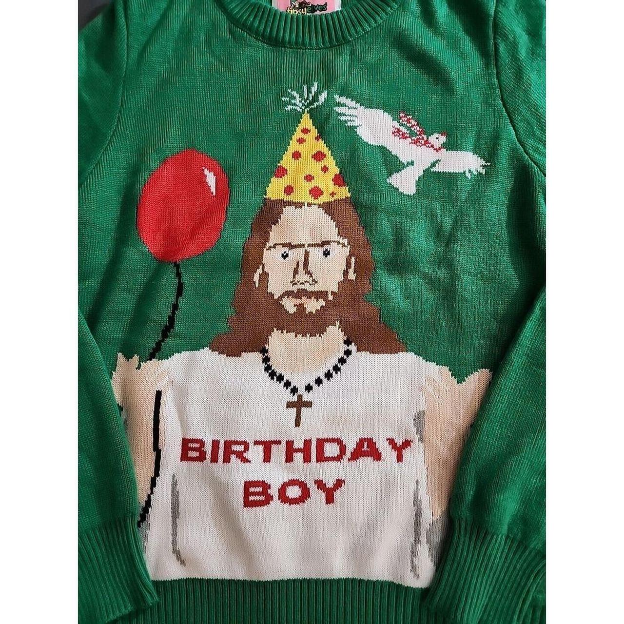 Jesus Birthday Boy Christmas Sweater Large Green. Depop