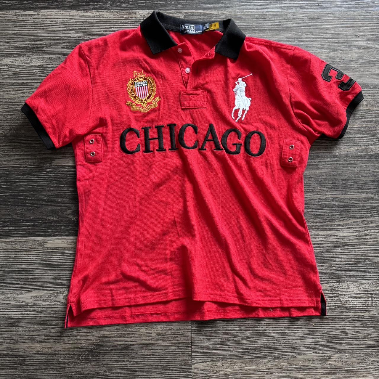 Red Chicago Polo •size XL •thrifted • • #cheifkeef | Depop