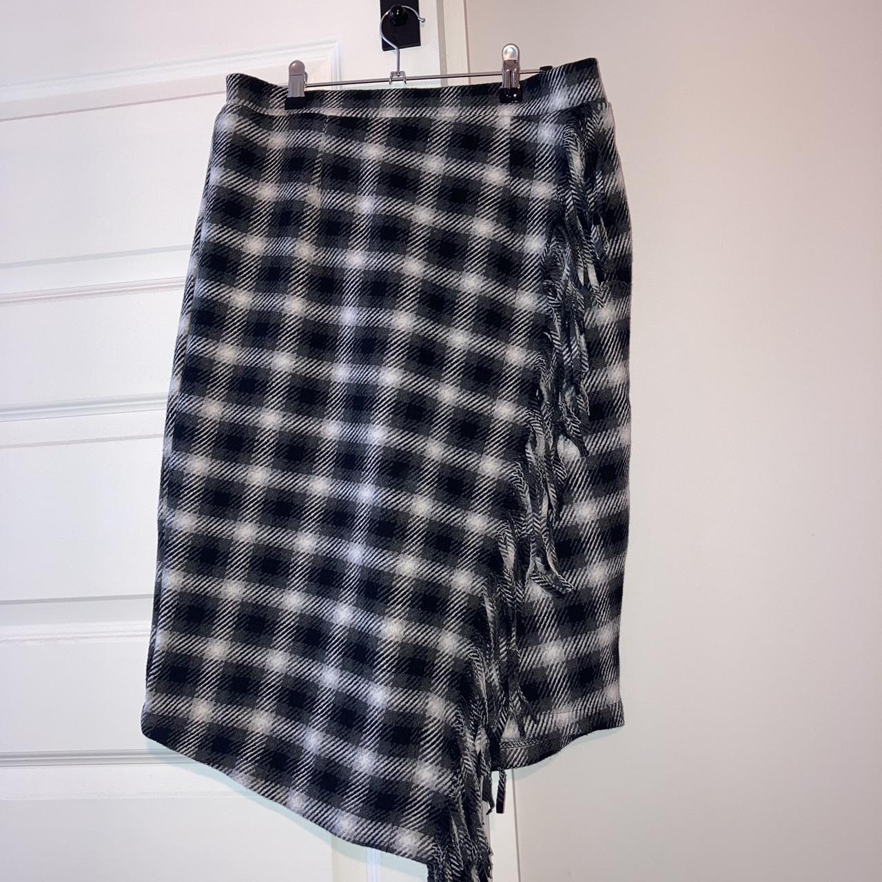 Womens Time and Tru black plaid faux wrap skirt with. Depop