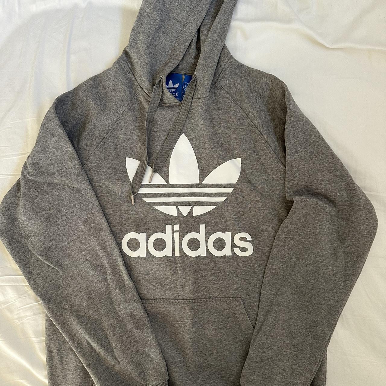 Adults Unisex Grey adidas hooded jumper Size s Had. Depop