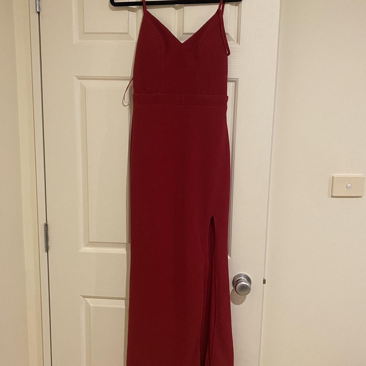 Flashy red prom dress straps laced open back . Depop