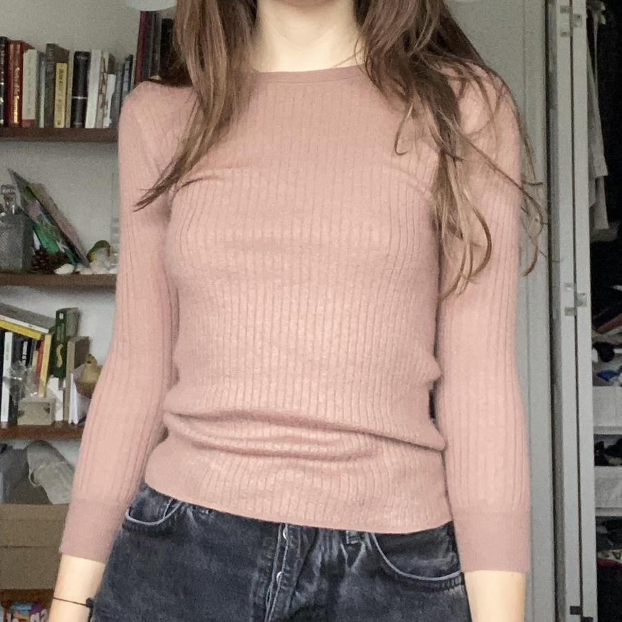 pink cashmere crew sweater from j crew - Depop