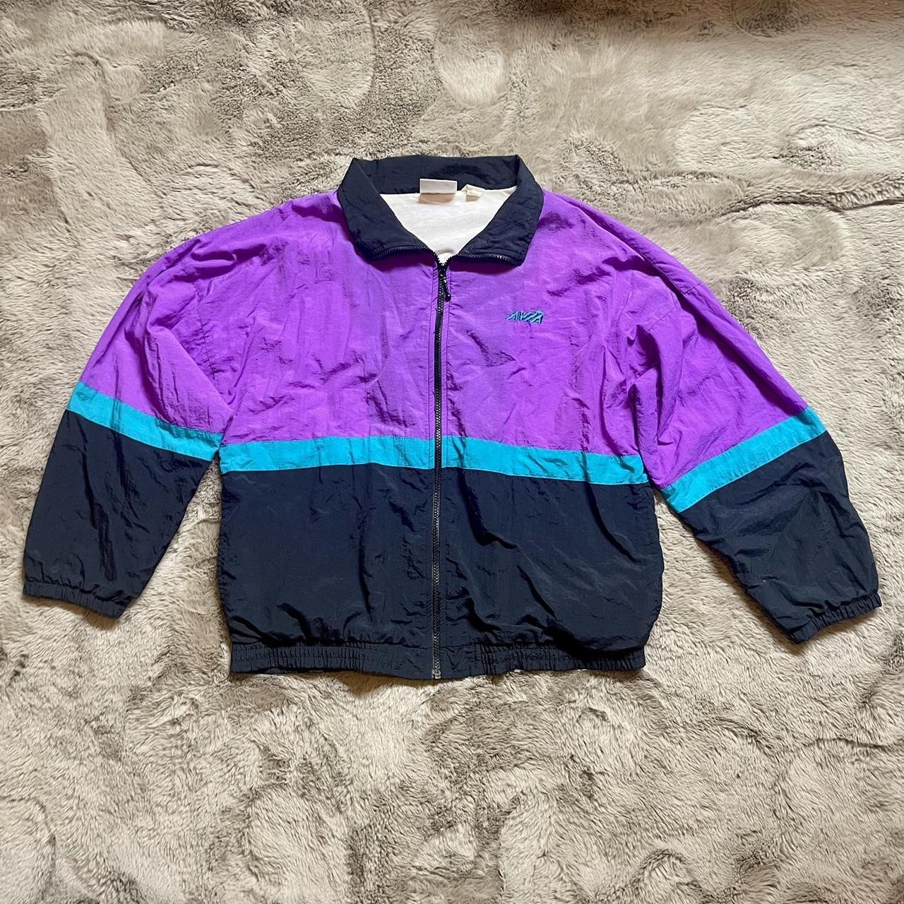 Vintage avia windbreaker purple teal and black. Depop