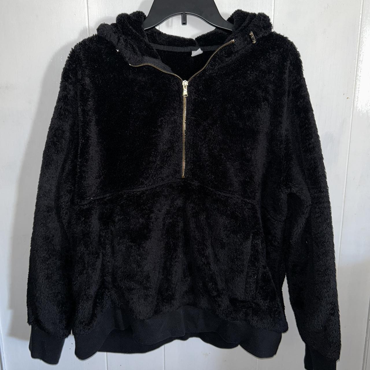 Black fuzzy hoodie best sale