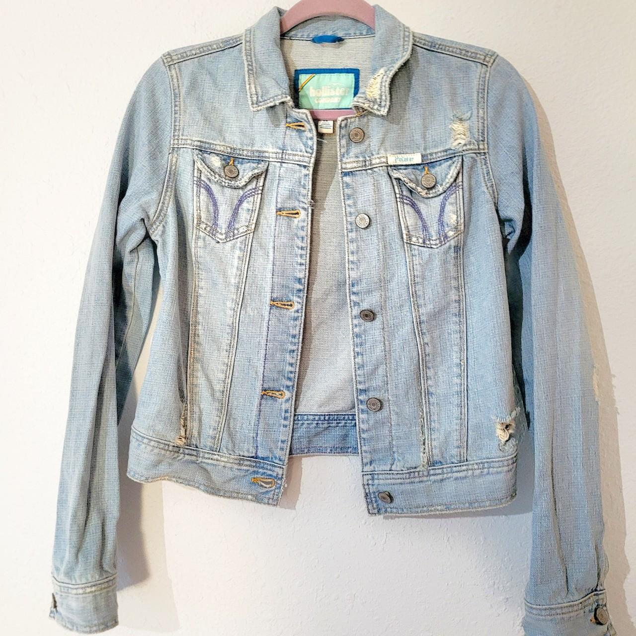 Stretch denim trucker jacket hollister on sale