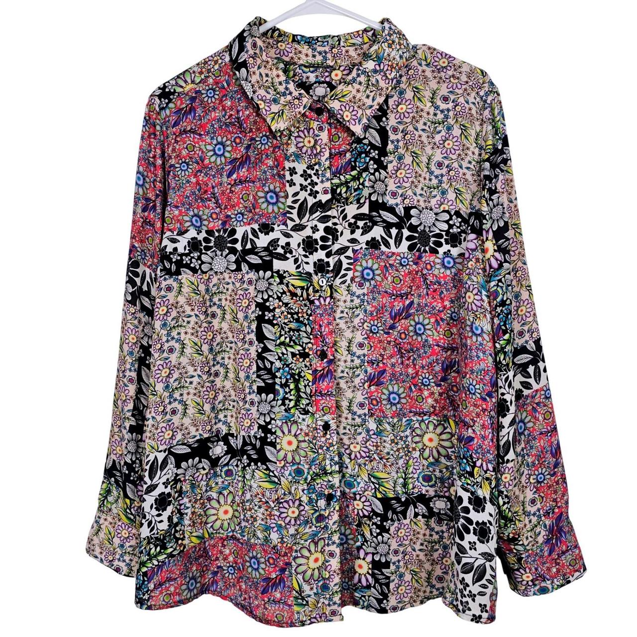 Preloved Women's Blouse - Multi - L – Patchwork F… - image 1