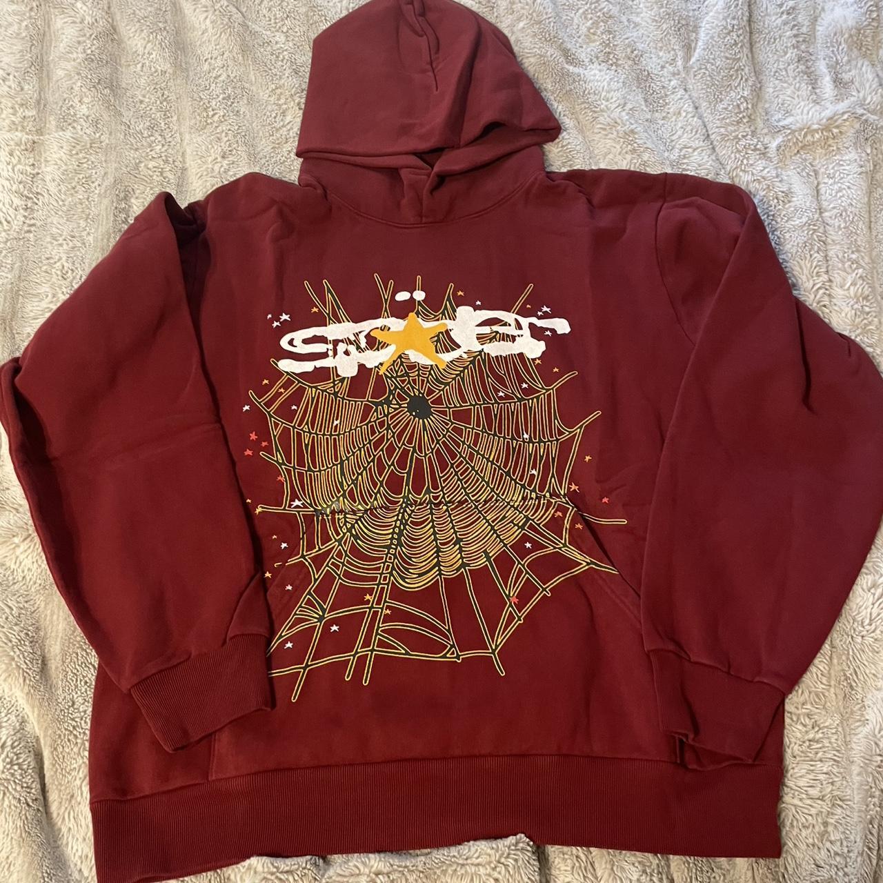 Spider Worldwide red and black and yellow hoodie | Depop