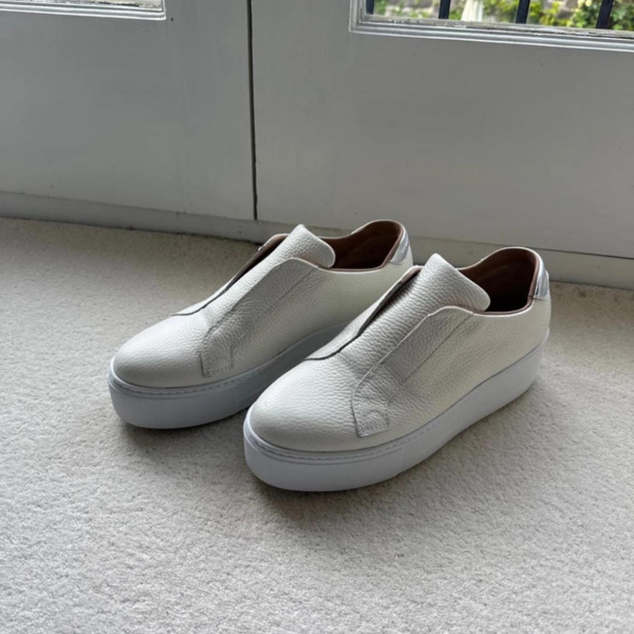 White Leather Platform Sneakers White Slip On Platform Trainers