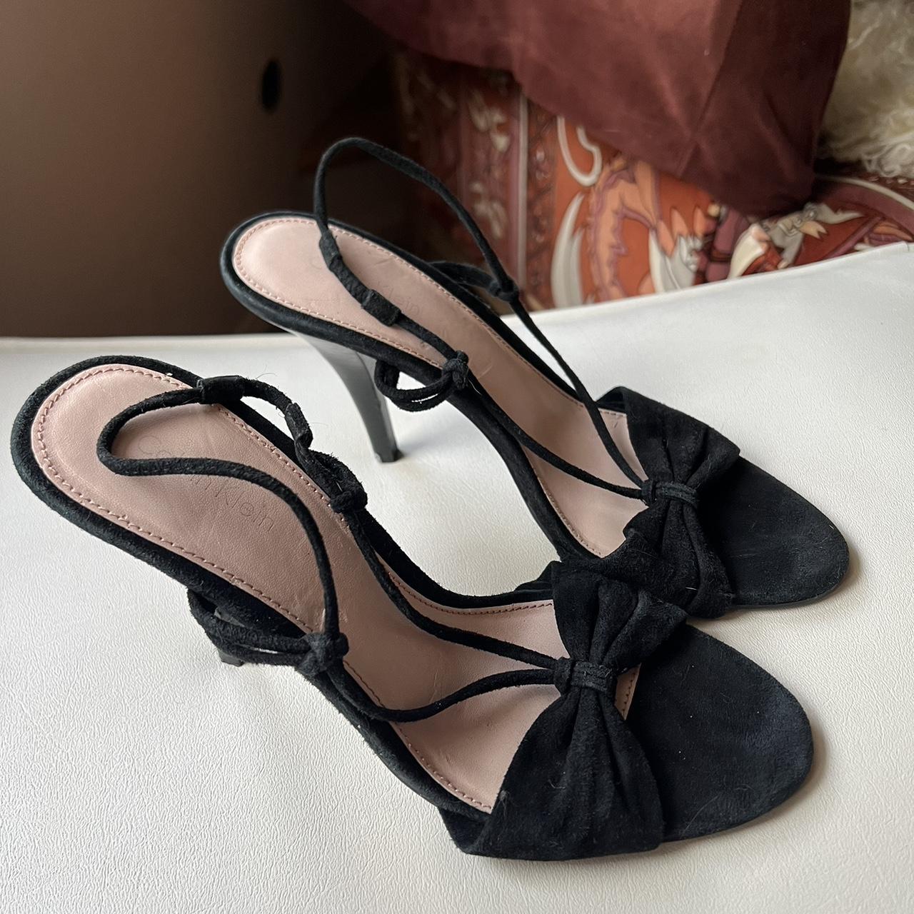 Calvin Klein Black Suede Strappy Heels Size 7 Super