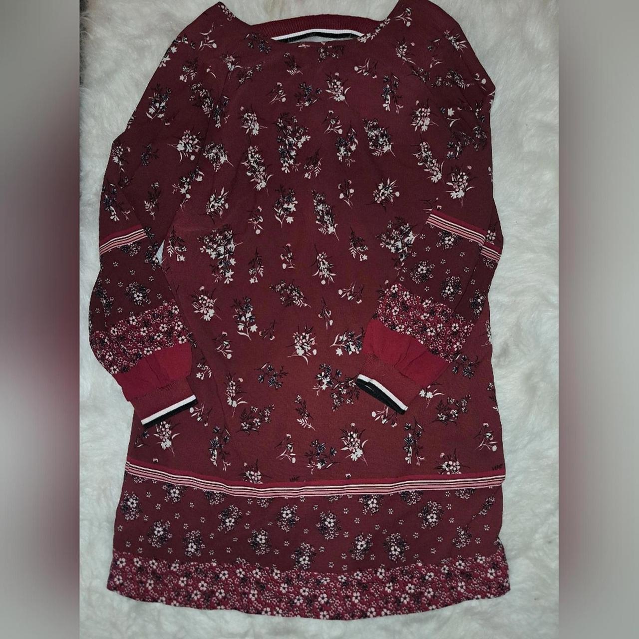 Maurices Burgundy Floral Dress Chic burgundy Depop