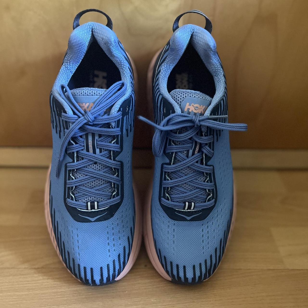 Hoka One One Women's Blue and Pink Trainers | Depop