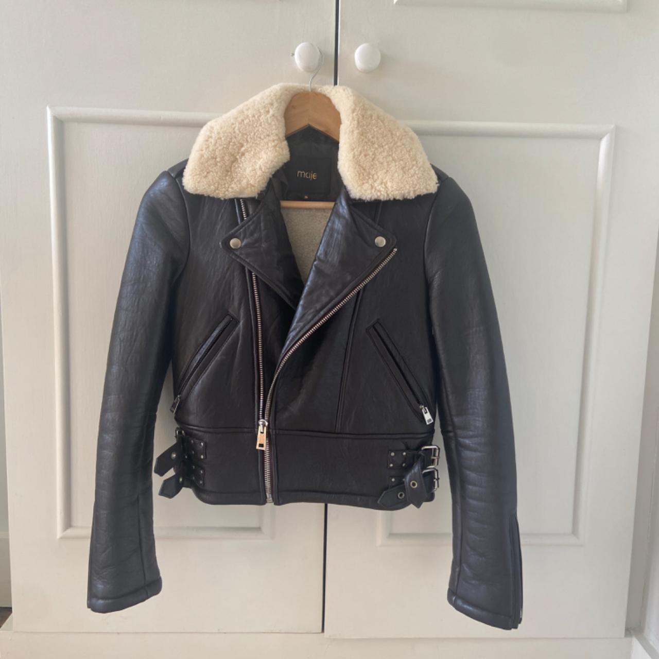 Maje shearling leather jacket best sale