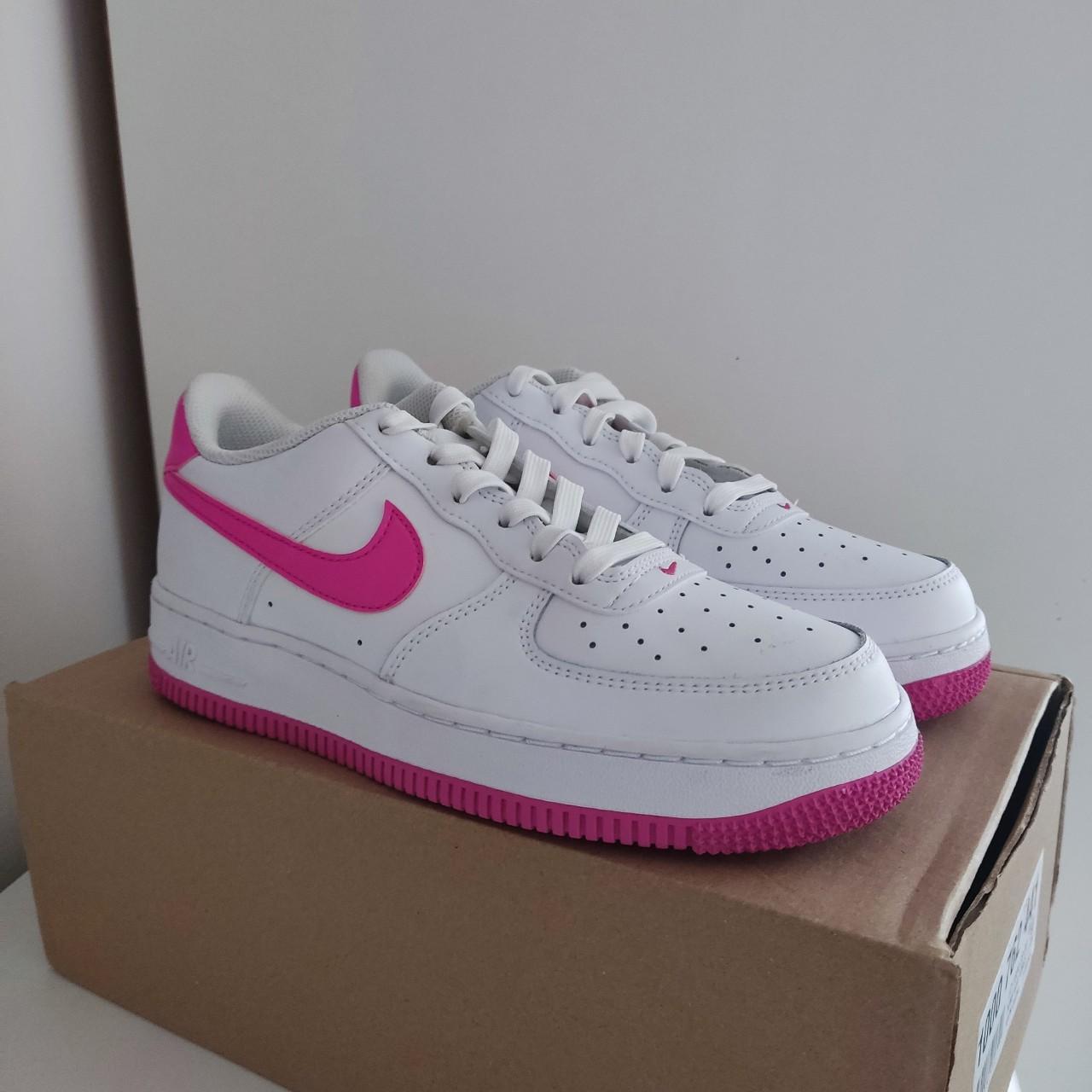 Nike Air Force 1 Low Junior White Pink Size UK 5. Depop