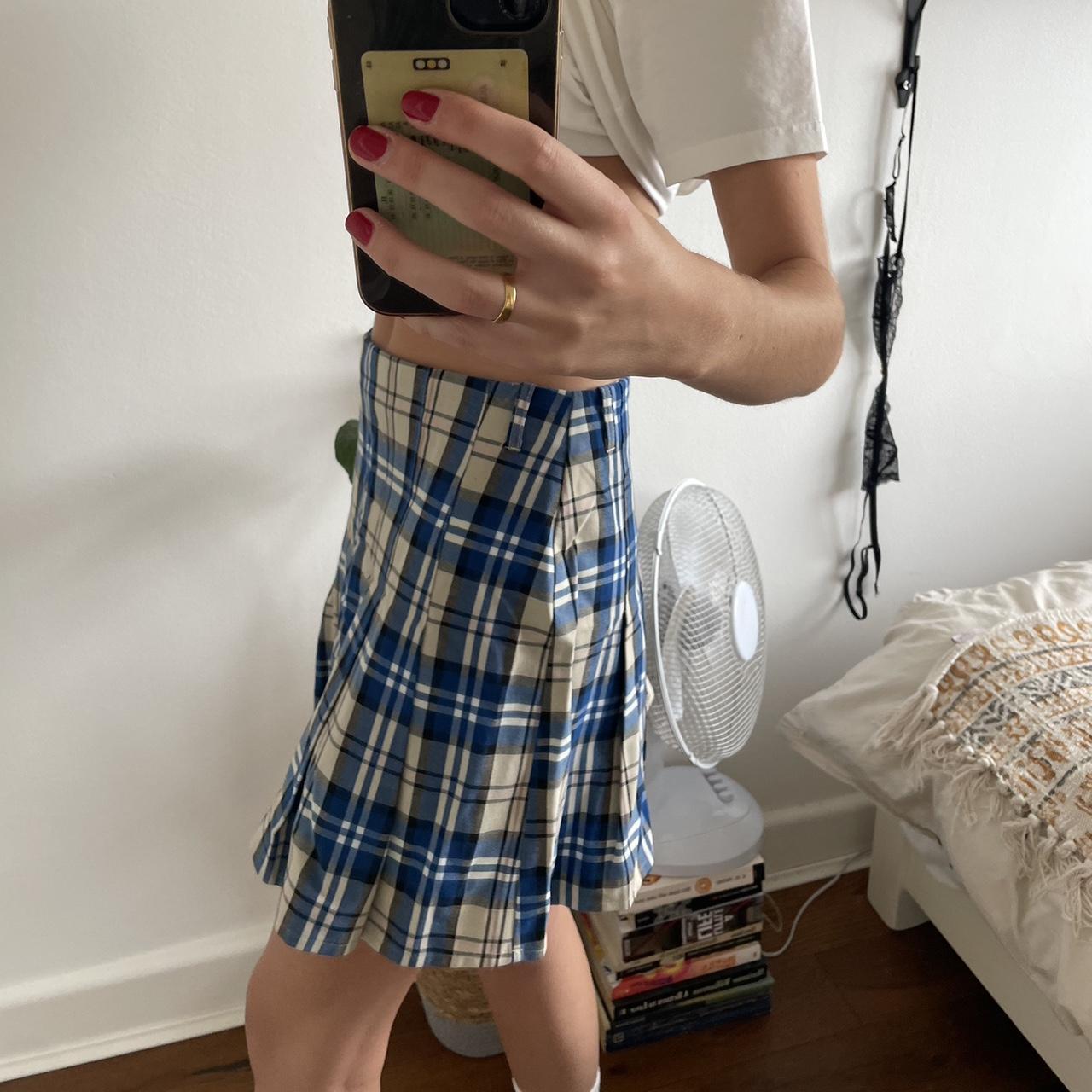 blue checkered mini skirt Depop
