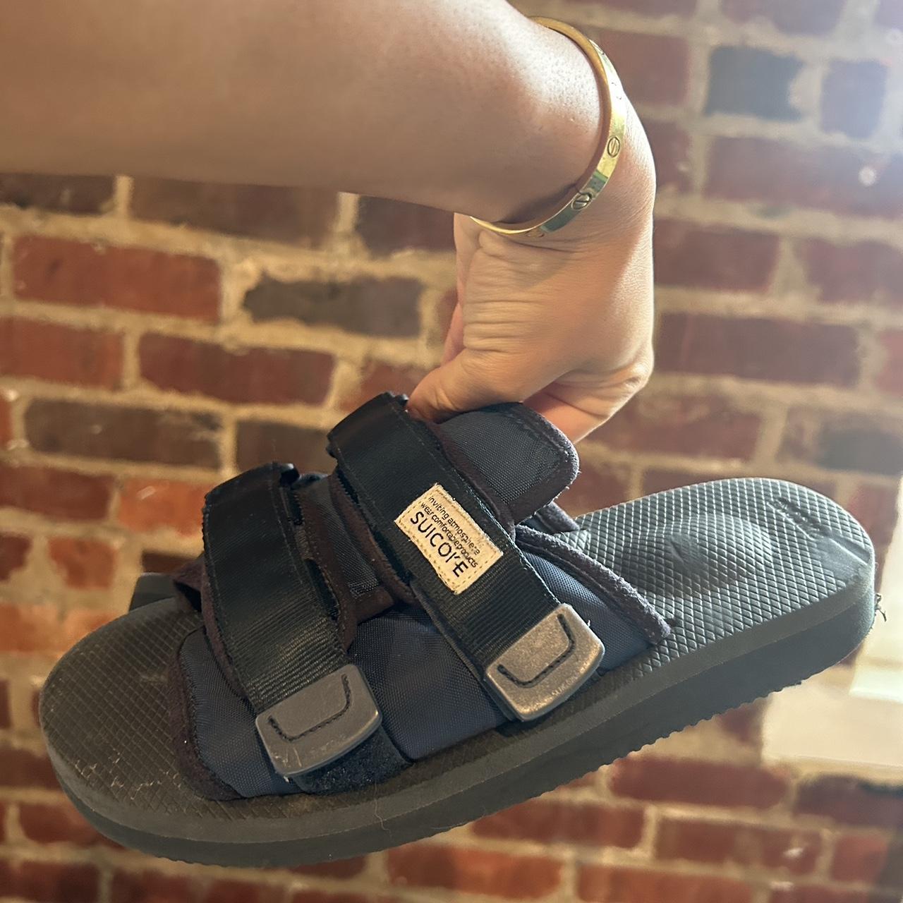 Navy Blue Suicoke Slides Japanese streetwear | Depop