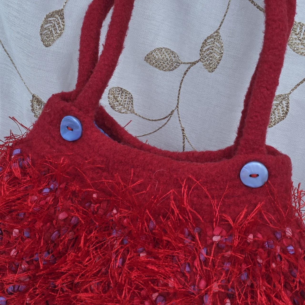 Women's Bag - Red/Multi – Handmade Red fuzzy felt… - image 3