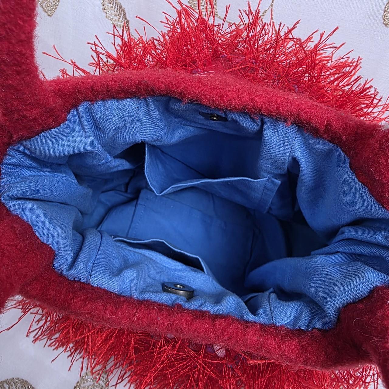 Women's Bag - Red/Multi – Handmade Red fuzzy felt… - image 5