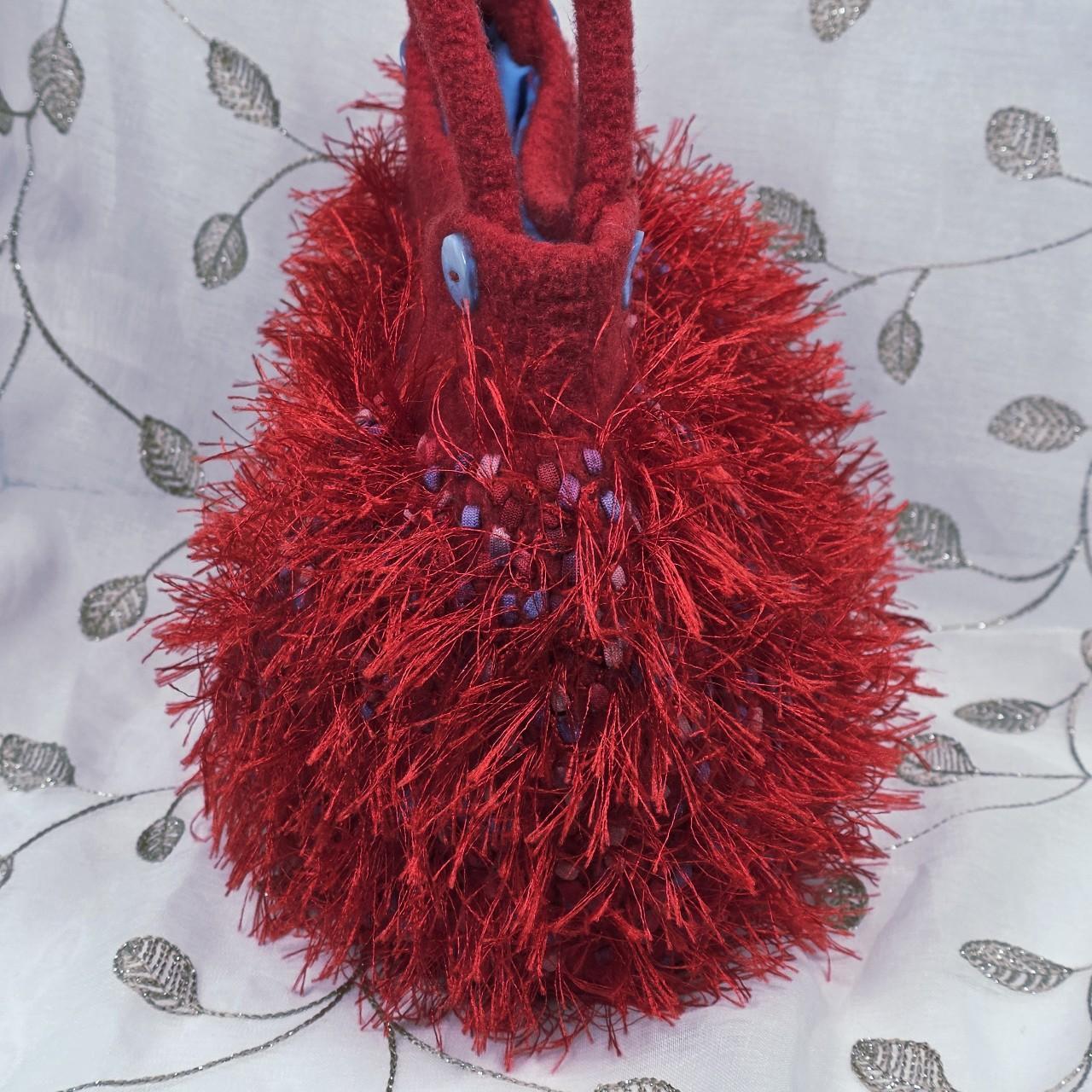 Women's Bag - Red/Multi – Handmade Red fuzzy felt… - image 4