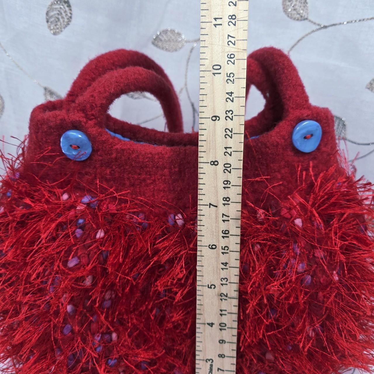 Women's Bag - Red/Multi – Handmade Red fuzzy felt… - image 6