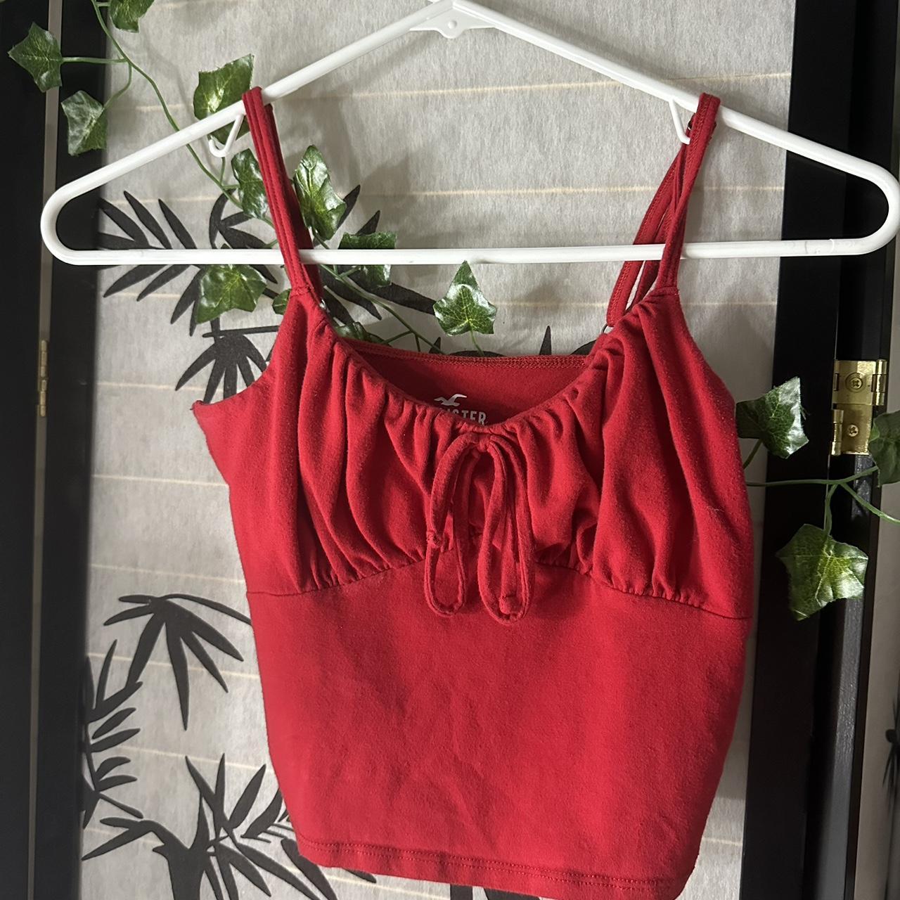 red hollister tank w tie in front adjustable. Depop