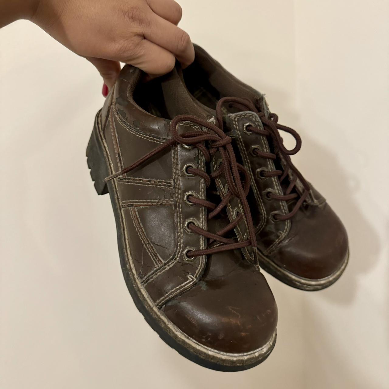 Vintage Lower East side brown sneakers / Oxfords... - Depop