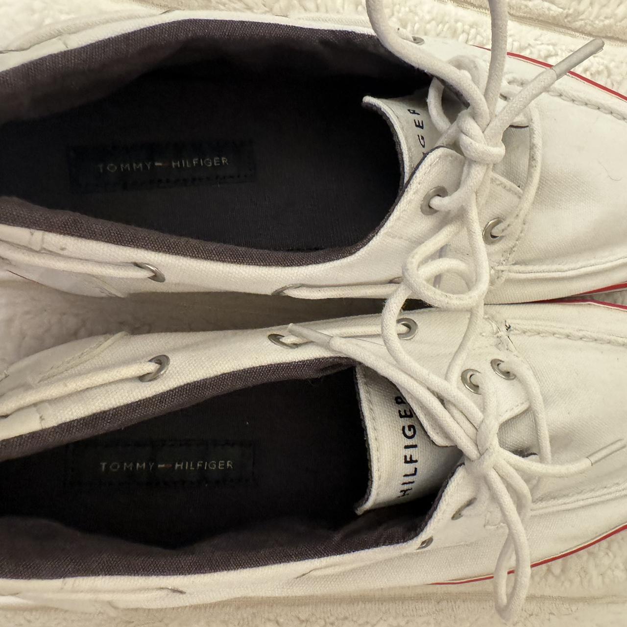 These Tommy Hilfiger white boat shoes, size Depop