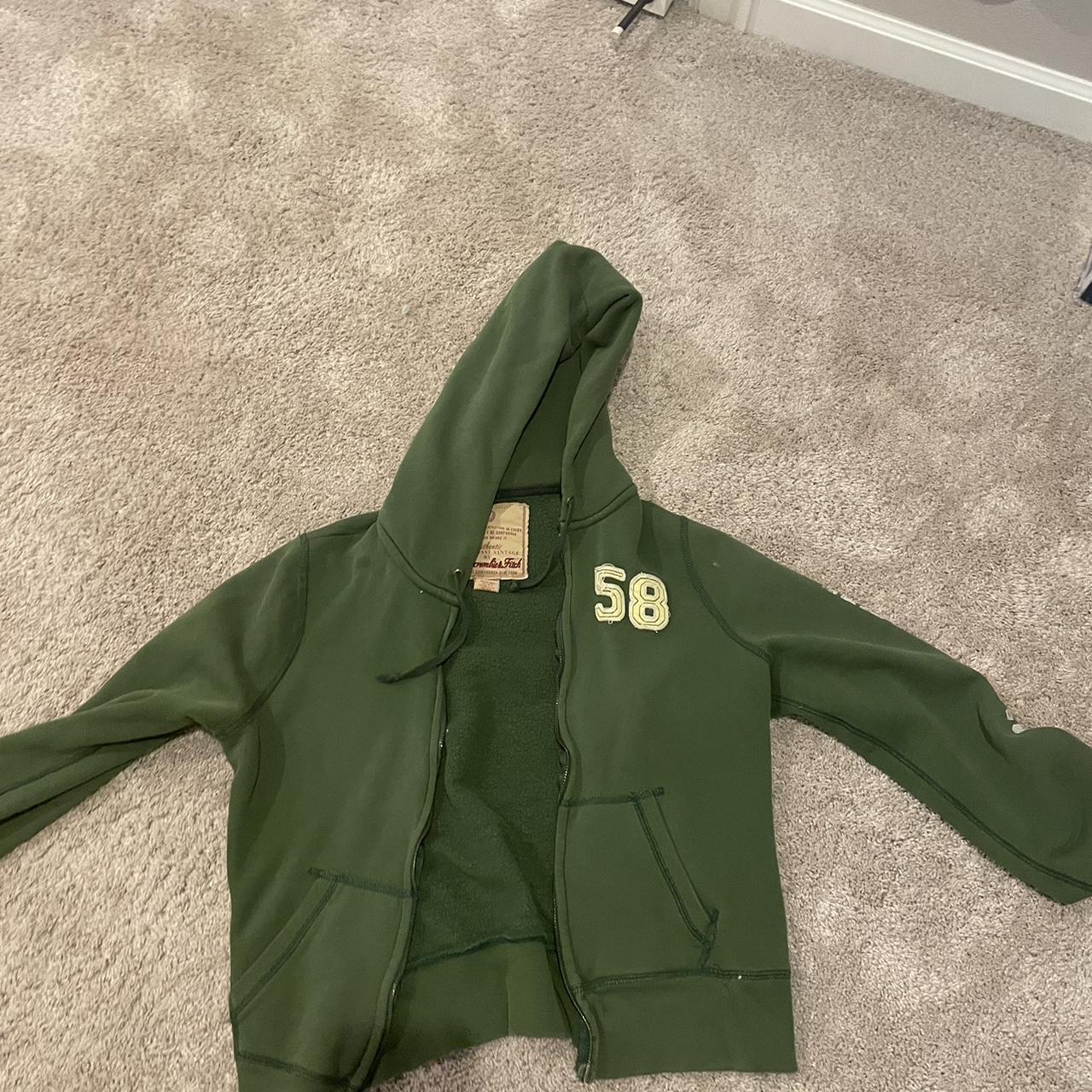 Green and white Hollister zip up hoodie