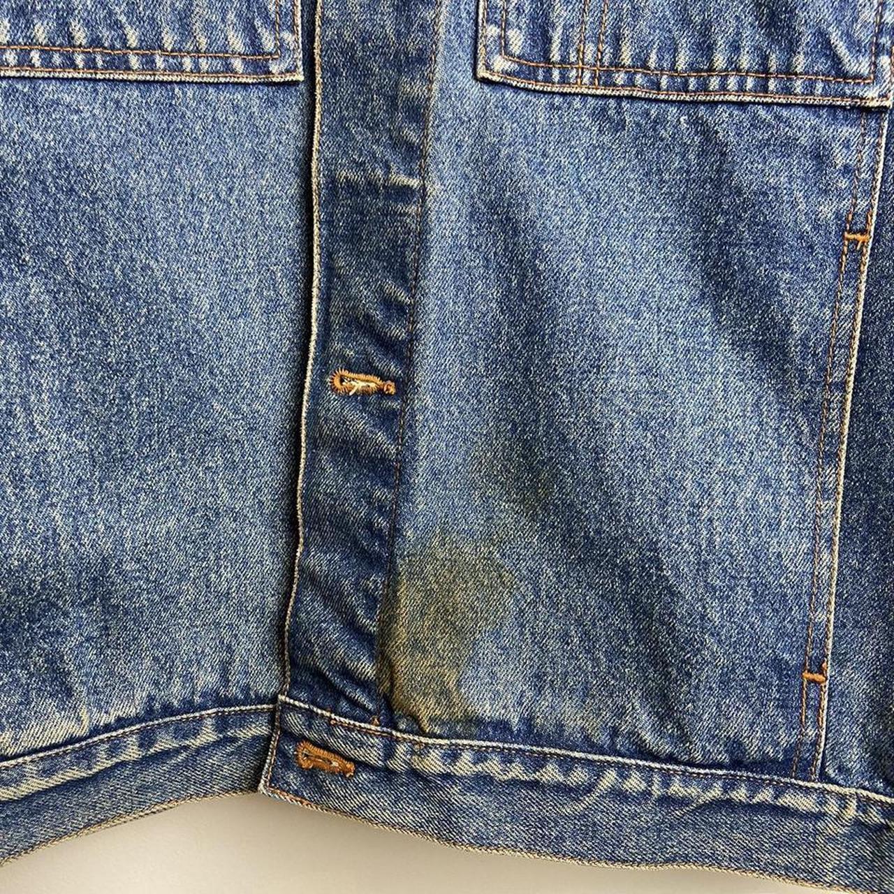 Vintage Timberland Jean Jacket with Leather collar.... Depop