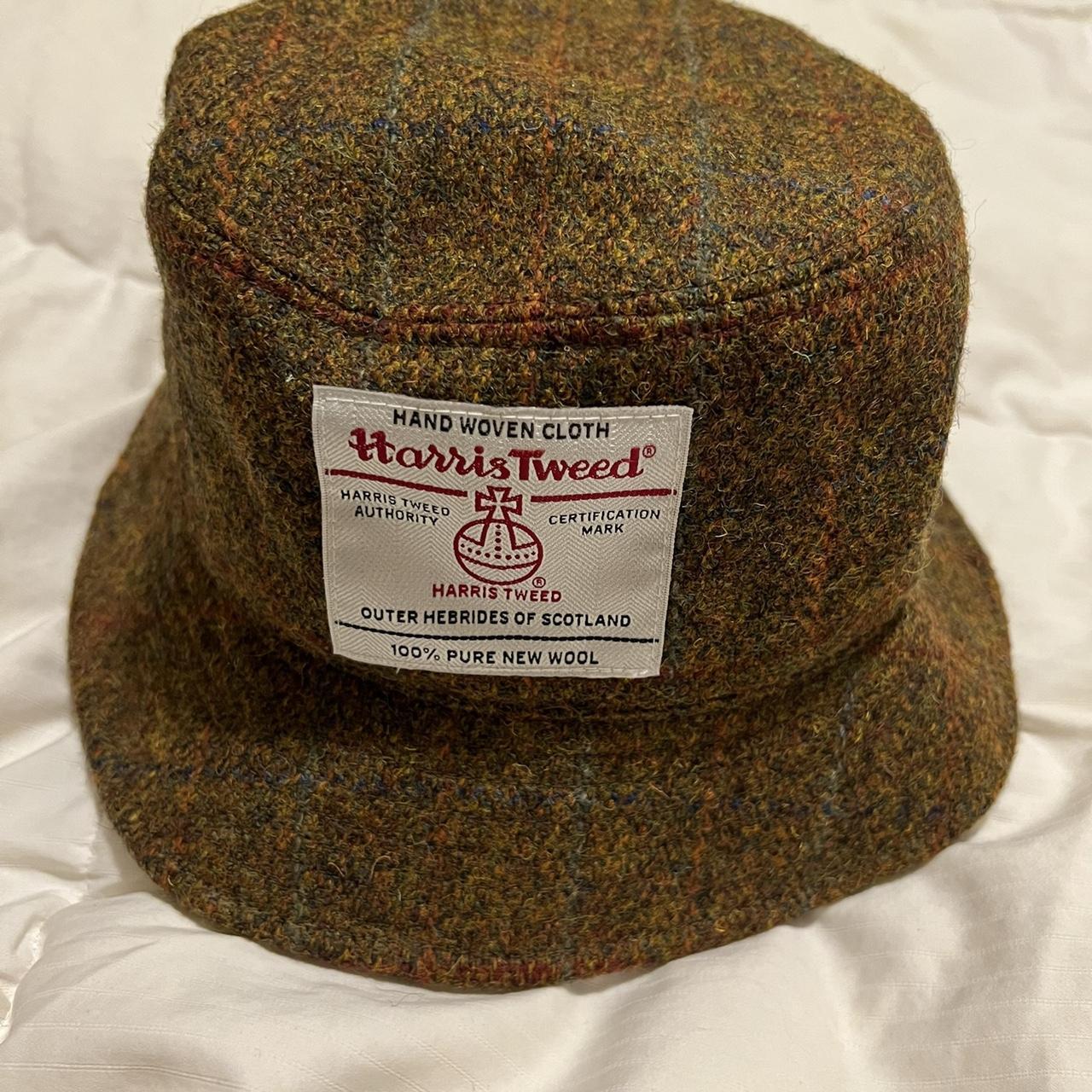 Brand new STUSSY x Harris Tweed brown bucket hat... - Depop