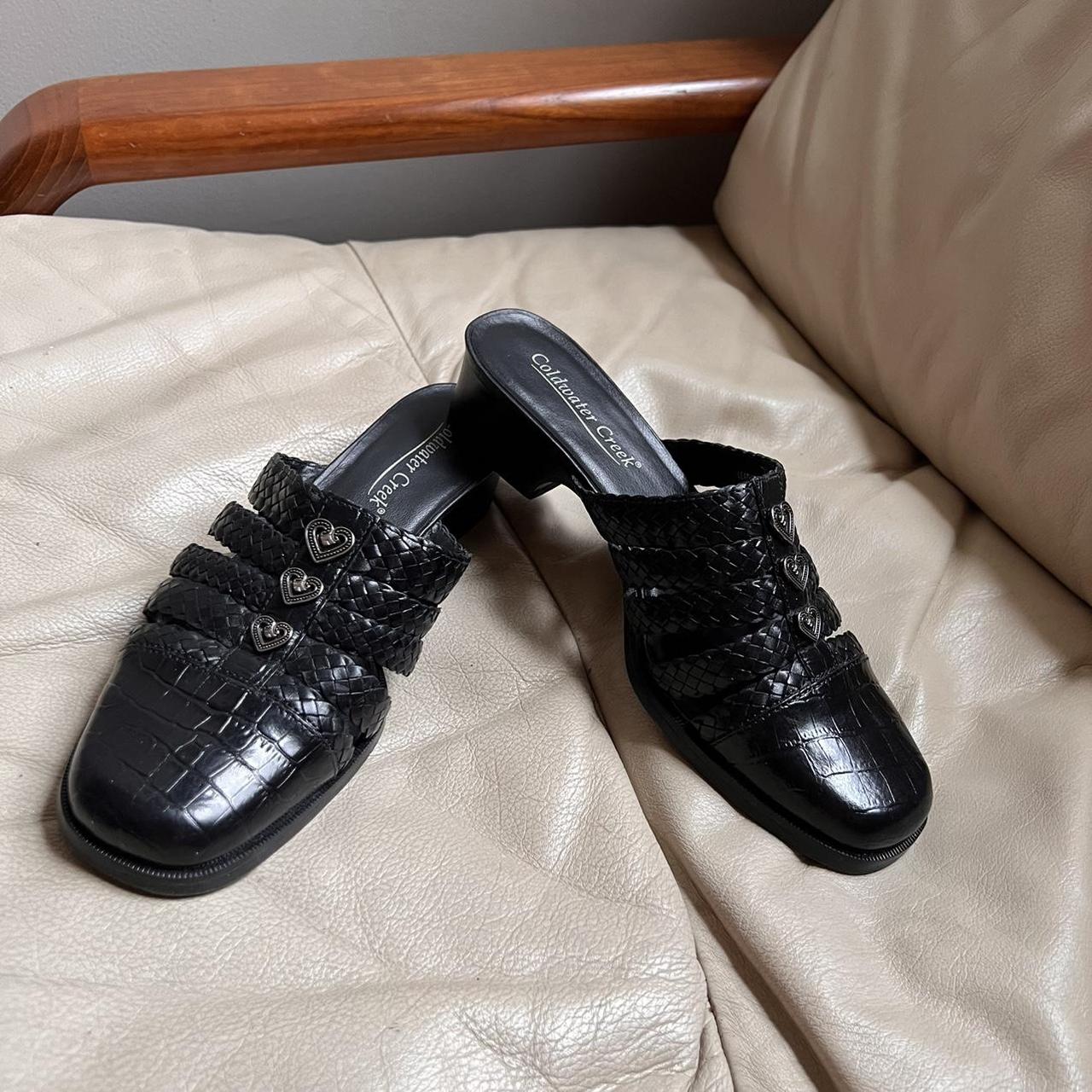Coldwater Creek Women's Black Mules Depop