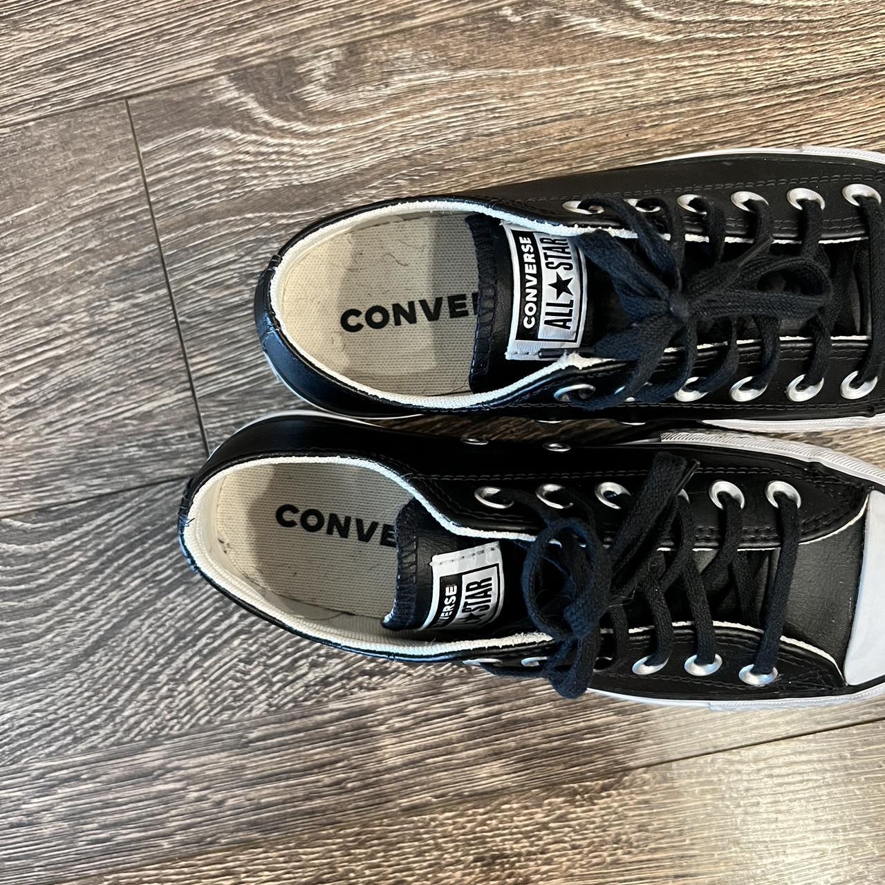 Converse Black Trainers Black Leather Converse Sneakers, Slightly Used