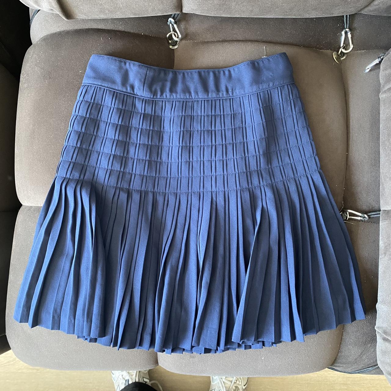 J crew blue pleated skirt best sale