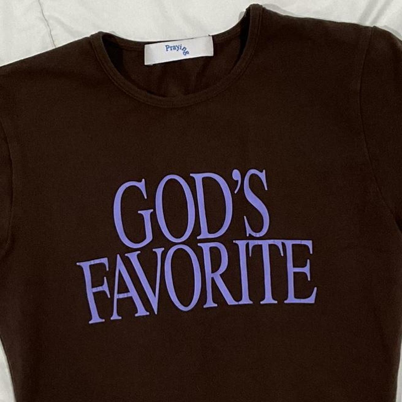 god's favorite baby crop tee brown brand: praying xs | Depop