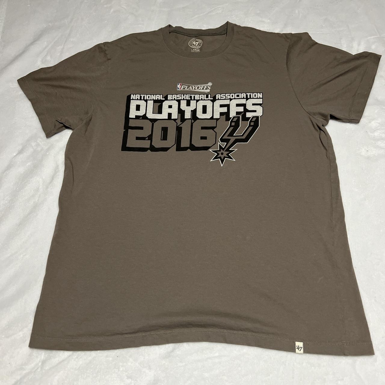 47 brand grey 2016 spurs playoffs t-shirt size large | Depop