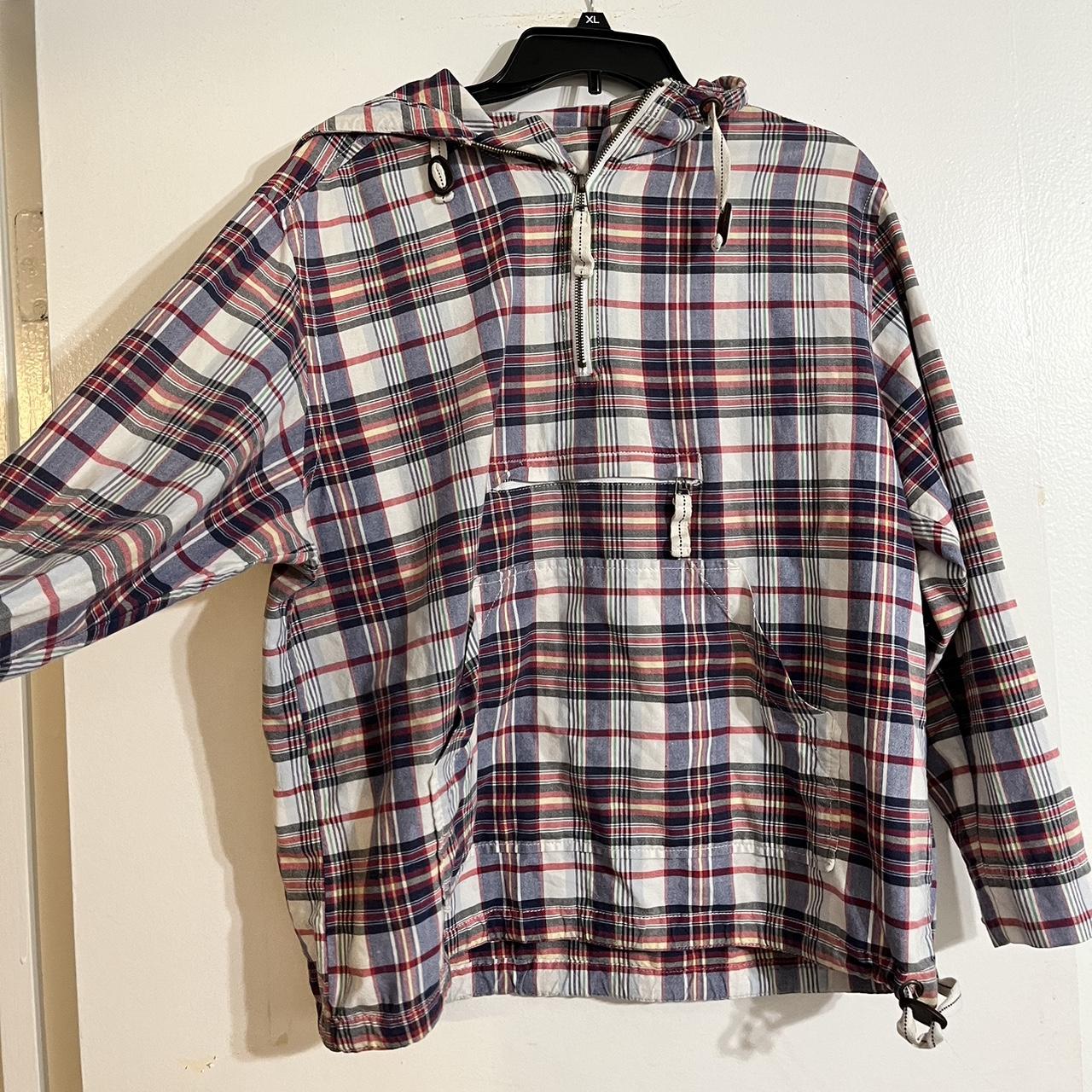 White and red plaid pullover hoodie Tommy Hilfiger. Depop