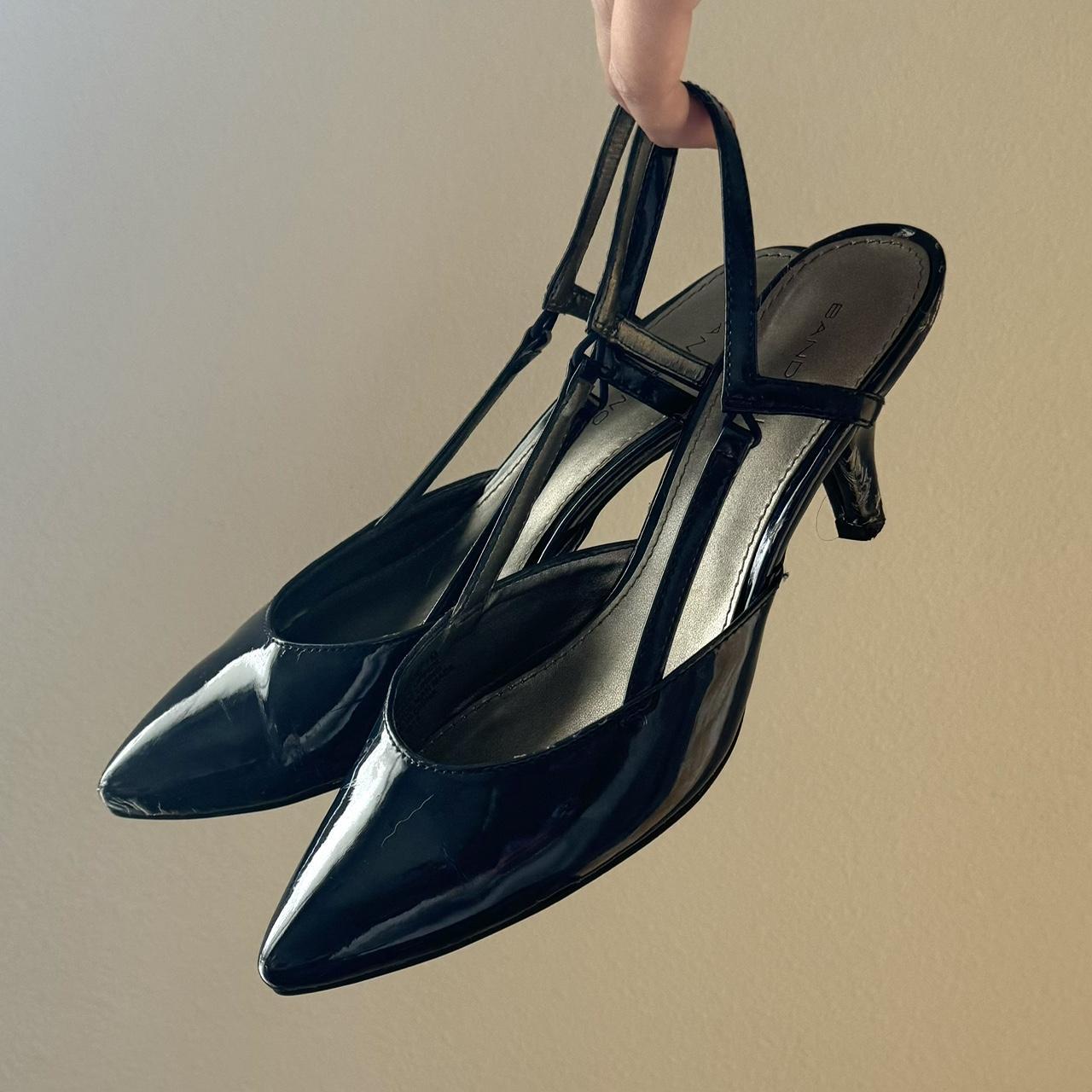 navy sling back heels