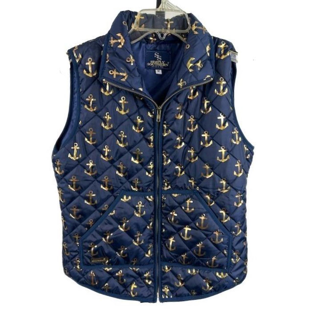 Preloved Women's Vest - Blue/Gold - M – Simply So… - image 1